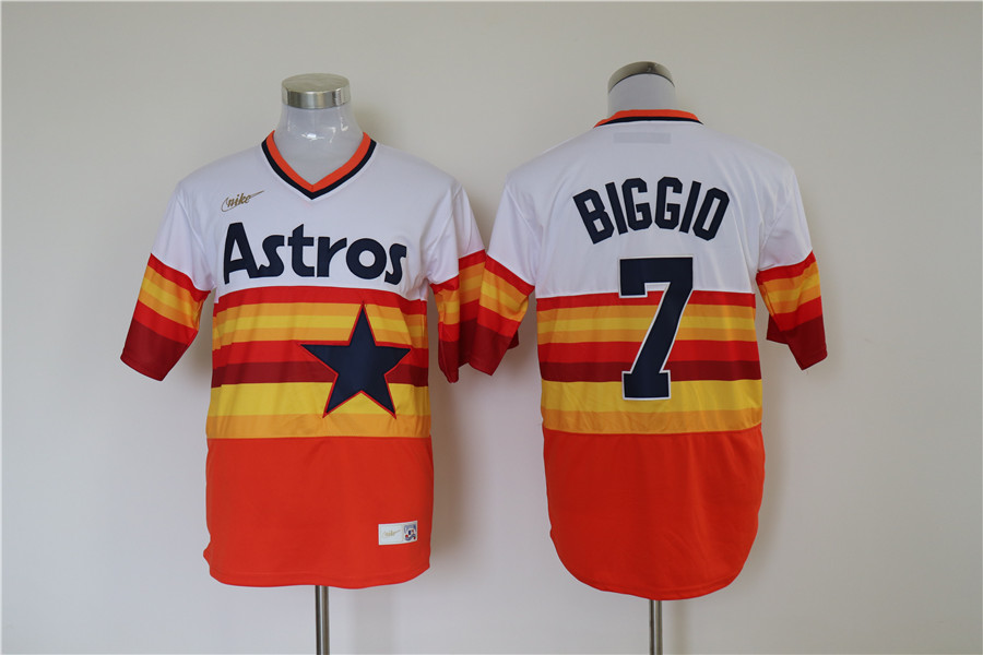 Men's Houston Astros Craig Biggio #7 White Home Cooperstown Collection Jersey
